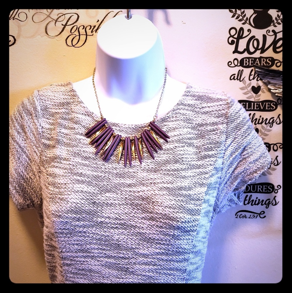 Women's vintage purple and gold toned bib necklace
